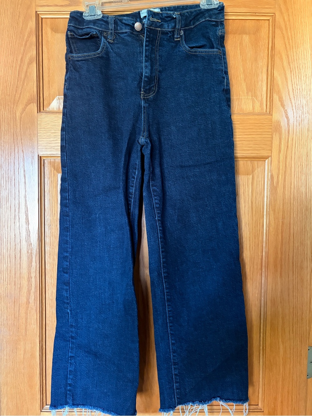 Olivier Logan Dark Blue Straight-Leg Jeans with fray bottom